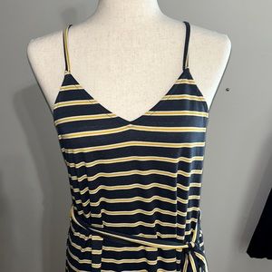 Spaghetti strap striped lightweight midi dress